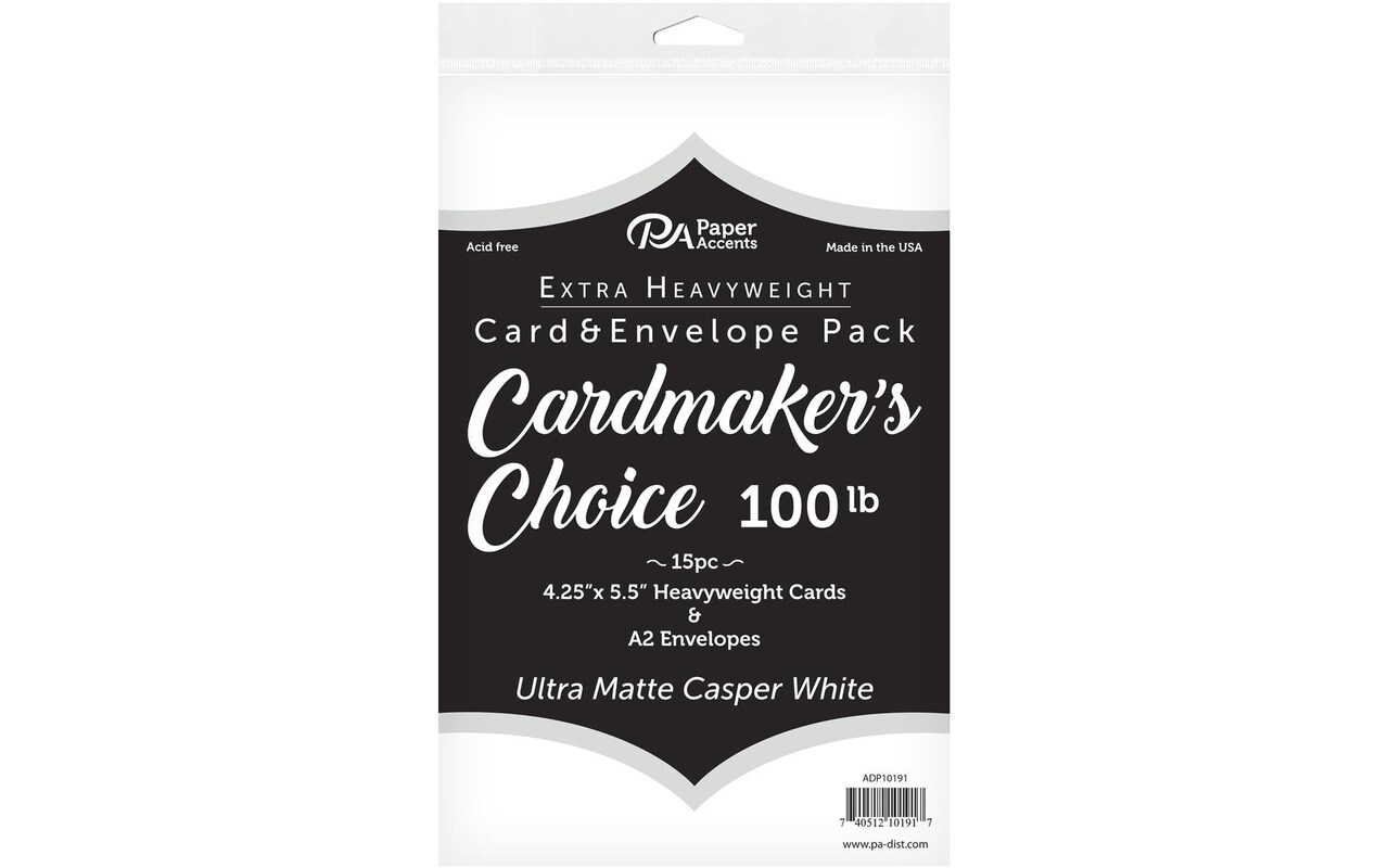 PA Paper Accents Crdmkrs Cardmakers Choice Card&Env 100lb Matte Casper (15 Piece), None